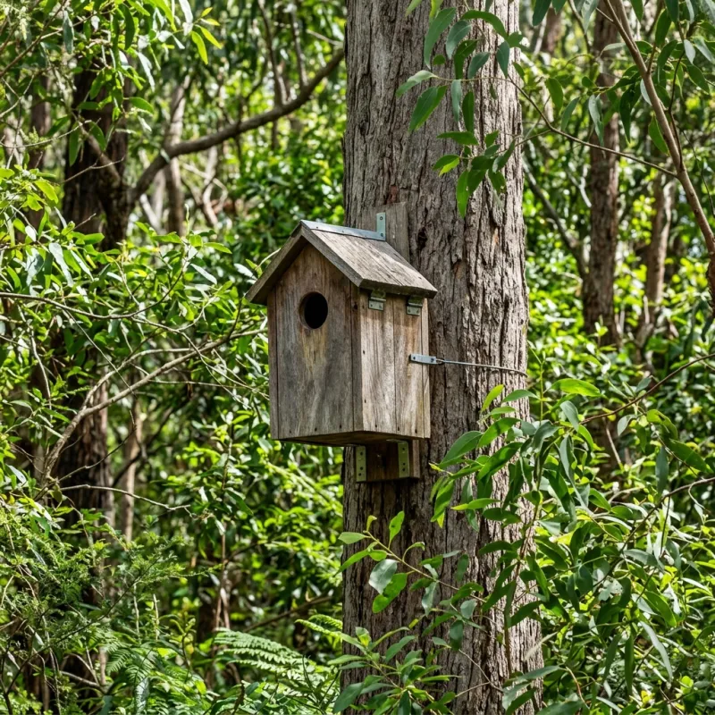 Animal nesting box installed as a humane alternative to a Sherbrooke roof cavity