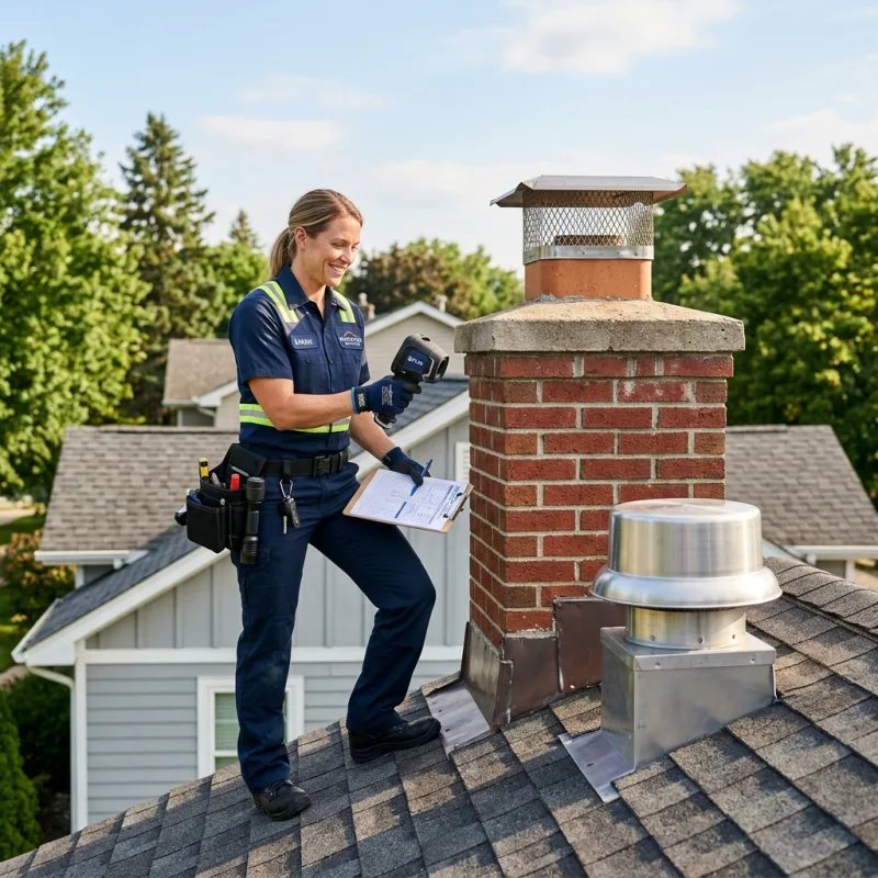 Technician inspecting a Sherbrooke roof cavity and ductwork for a dead bird