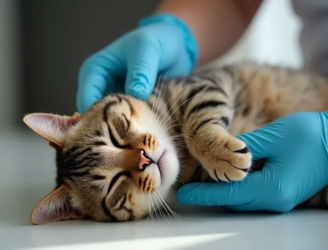 Specialist carefully handling a deceased cat with dignity in Sherbrooke